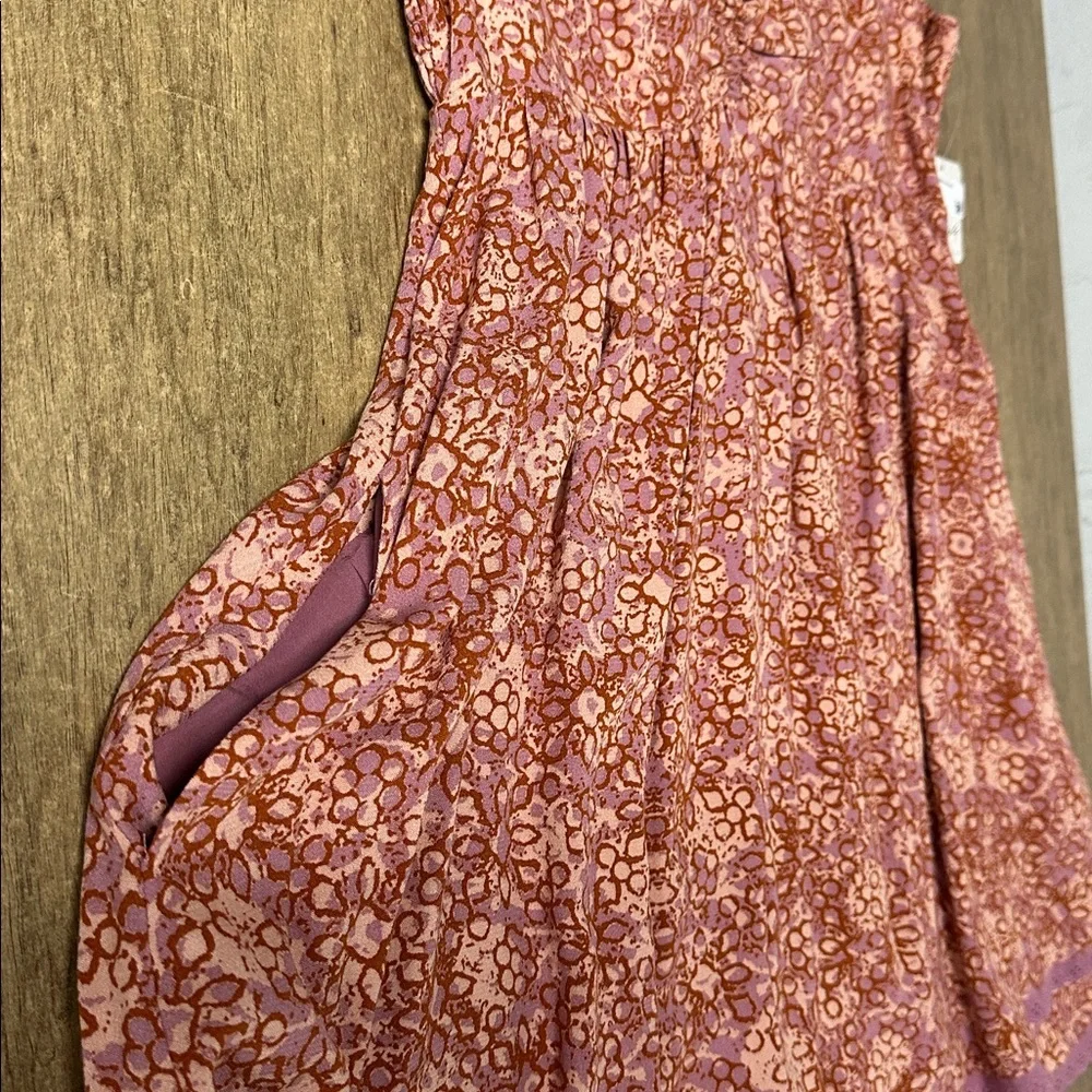Free people nwt Tabitha babydoll purple pink rose petal combo print mini dress - Picture 6 of 11